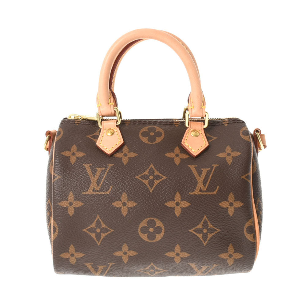 LOUIS VUITTON ルイヴィトン モノグラム ナノスピーディ ブラウン M61252 レディース モノグラムキャンバス ショルダーバッグ 新同 中古 