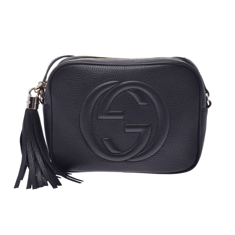 GUCCI グッチソーホー  黒 レディース レザー ショルダーバッグ 308864  中古