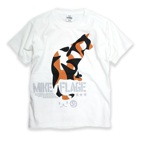 SCOPYネコTシャツ「MIKE-FLAGE」ホワイト