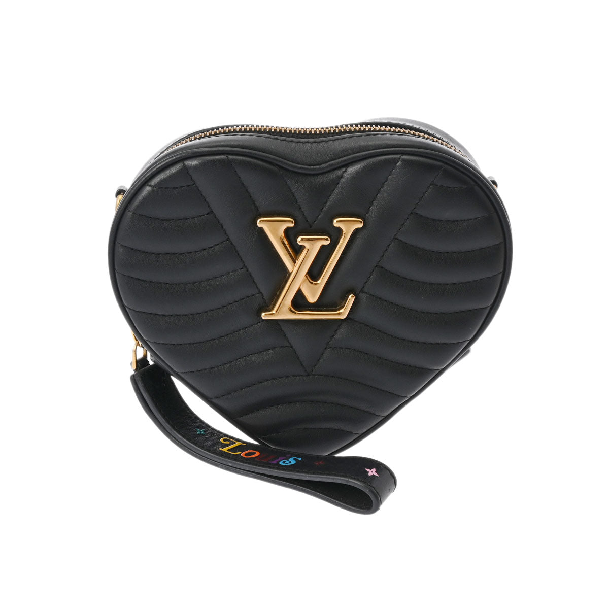 【2024年最新】 LOUIS VUITTON ルイヴィトン ニューウェーブ ハートショルダー 黒 M53863 レディース レザー ショルダーバッグ ABランク 中古 _画像1