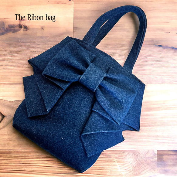 The Ribon bag♡縦長ちょこっとタイプ　デニム