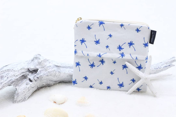 ♡送料無料♡Palmtree White×navy●ポケットティッシュポーチ