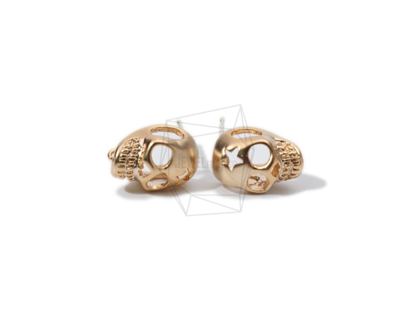 ERG-838-MG【2個入り】スカルピアス,Star Forehead Skull Earring