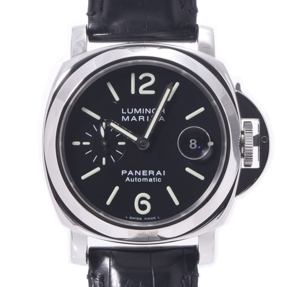 OFFICINE PANERAI オフィチーネパネライ ルミノール マリーナ PAM00104 メンズ SS/革 腕時計 自動巻き 黒文字盤 Aランク 中古 