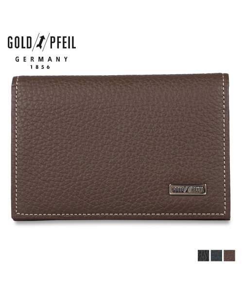 ゴールドファイル GOLD PFEIL カードケース 名刺入れ 定期入れ メンズ 本革 CARD CASE ブラック ネイビー ダーク ブラウン 黒 GP244