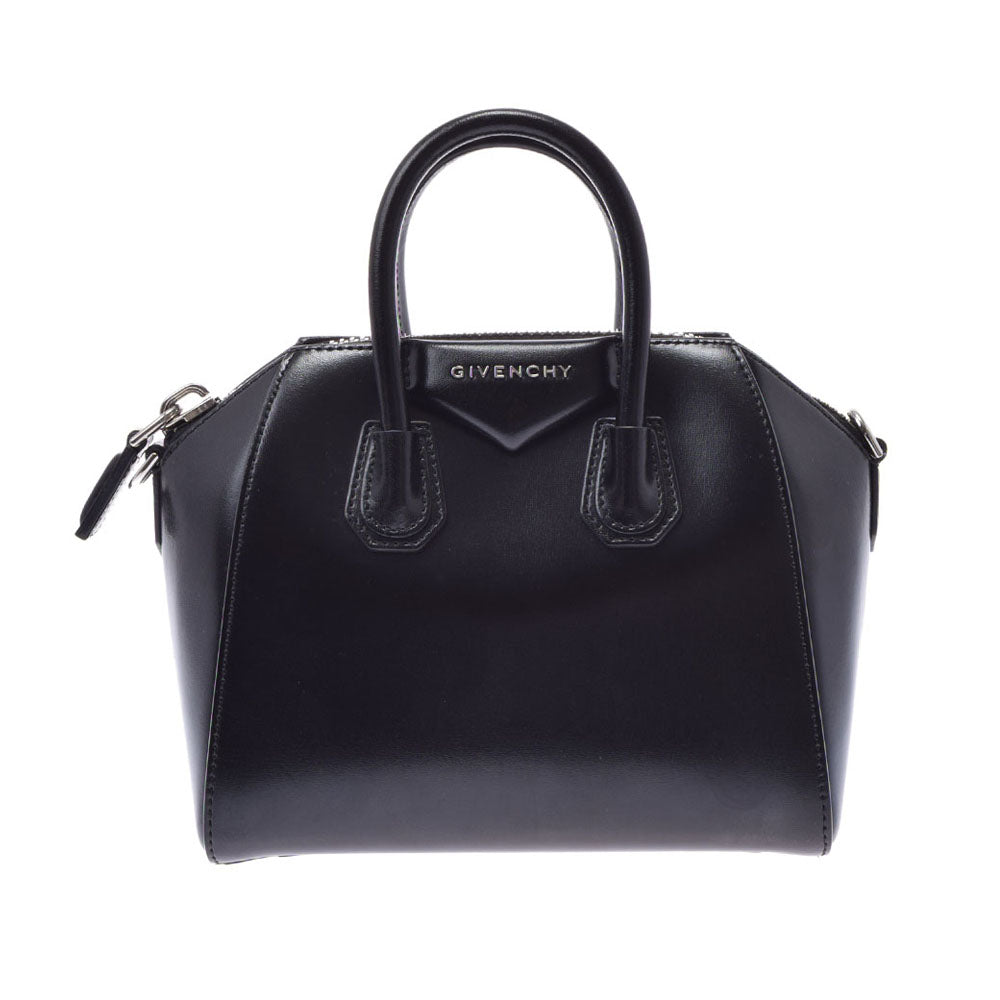 GIVENCHY ジバンシー アンティゴナ ミディアム 黒 シルバー金具 レディース レザー ハンドバッグ Aランク 中古 