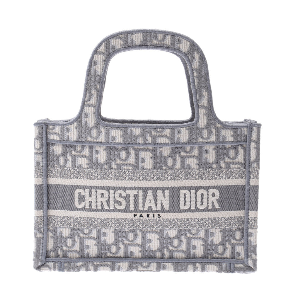 【コストコ お買い得】CHRISTIAN DIOR クリスチャンディオール ブックトートバッグ スモール ハウンドトゥース エンブロイダリー 白/グレー レディース キャンバス ハンドバッグ 未使用 _画像1