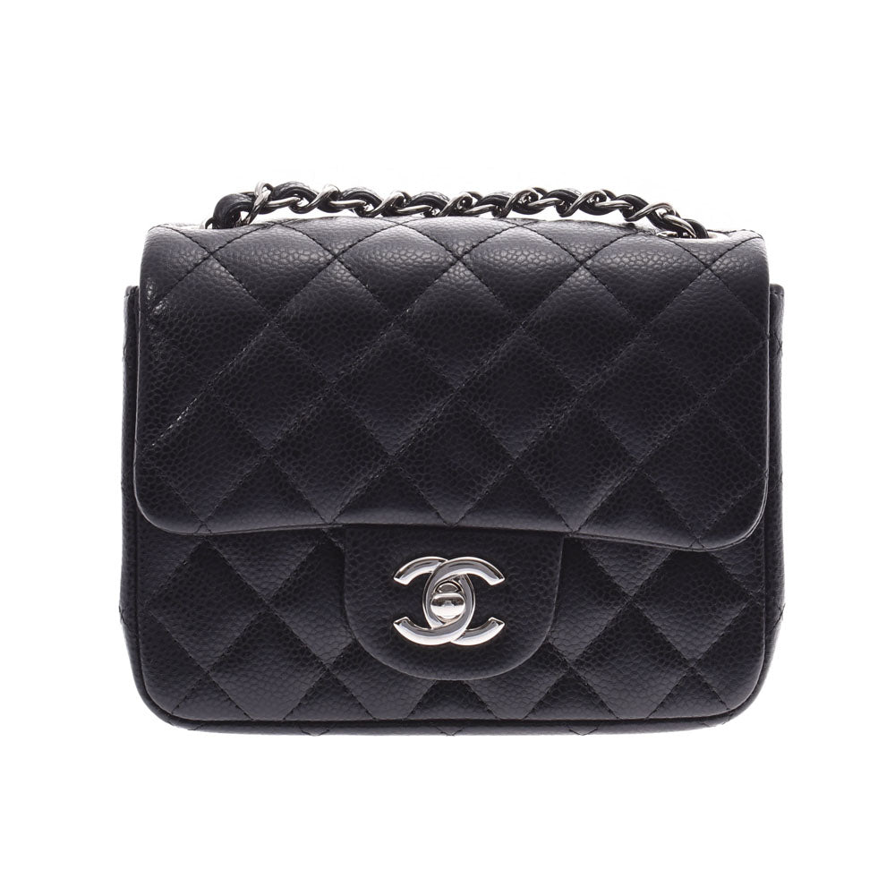 CHANEL シャネルミニマトラッセ チェーンショルダーバッグ  黒×シルバー金具 レディース キャビアスキン ショルダーバッグ  中古