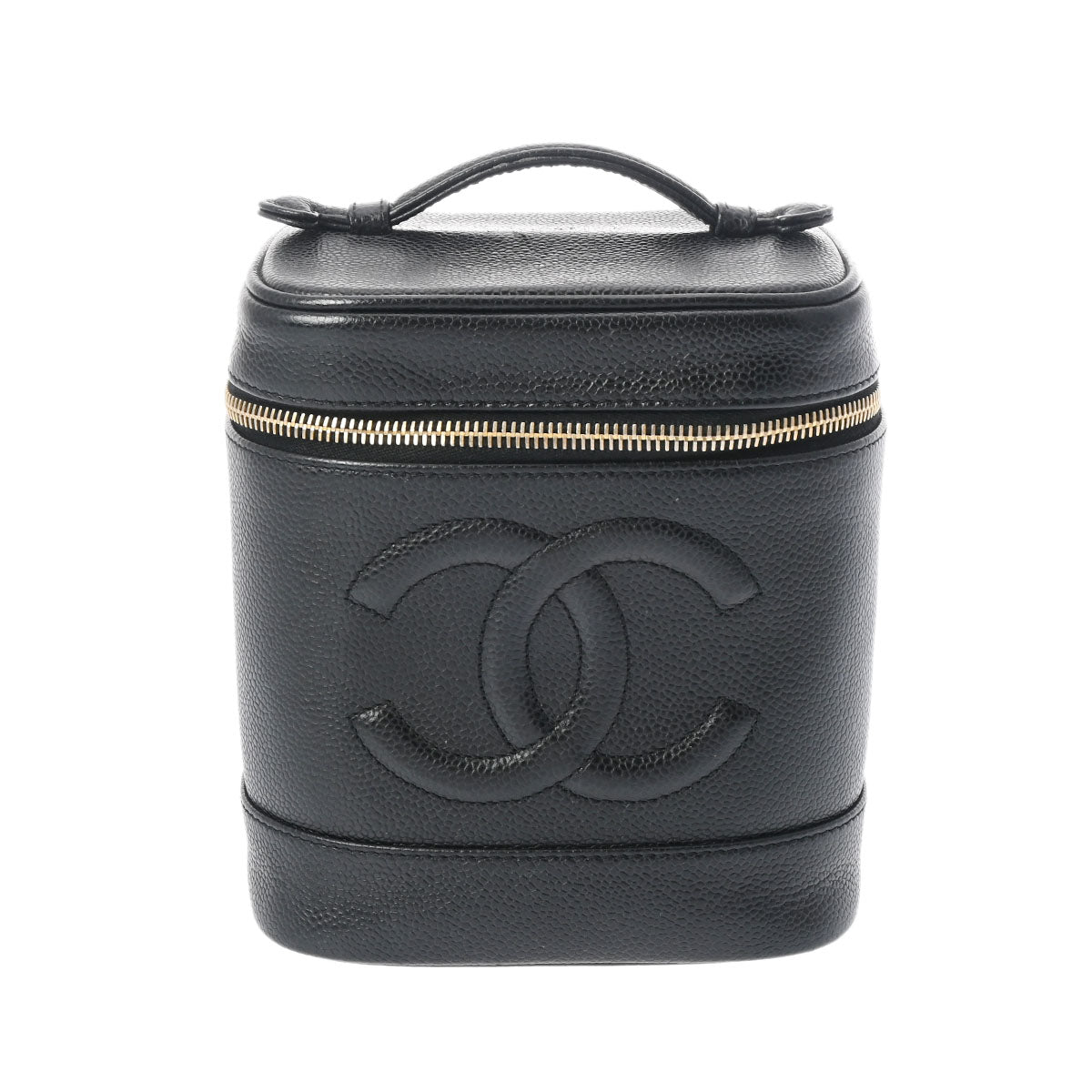 CHANEL シャネル 縦型バニティ 黒 ゴールド金具 A01998 レディース キャビアスキン ハンドバッグ ABランク 中古 