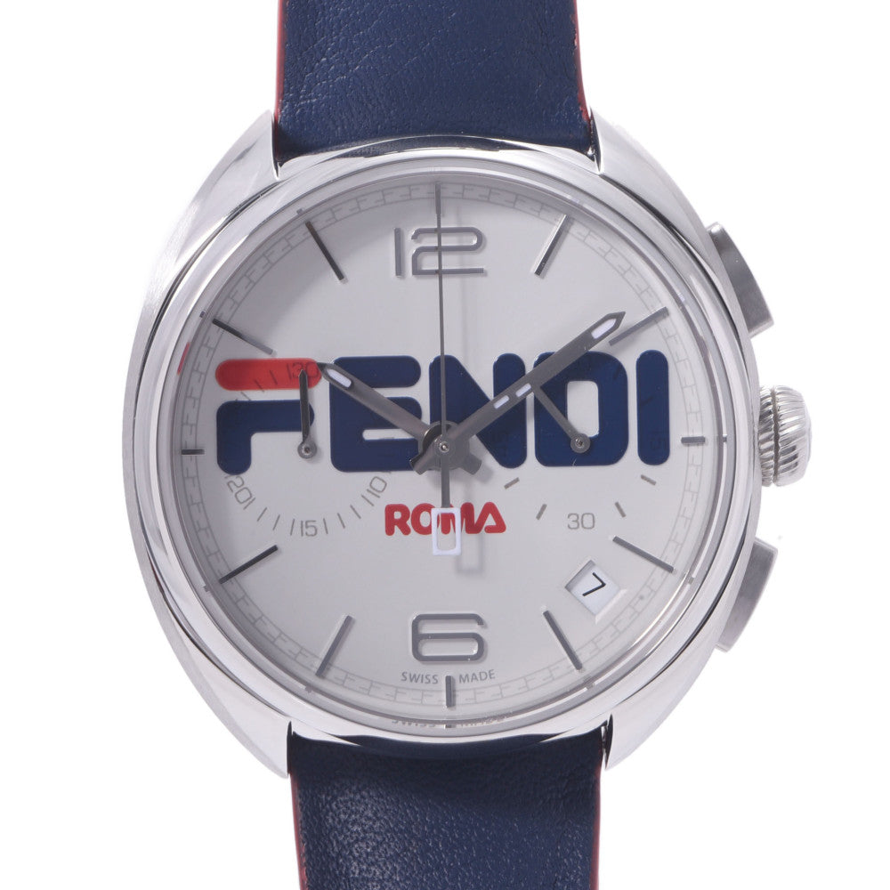 FENDI フェンディ モメントマニア メンズ SS/革 腕時計 クオーツ 白文字盤 Aランク 中古 