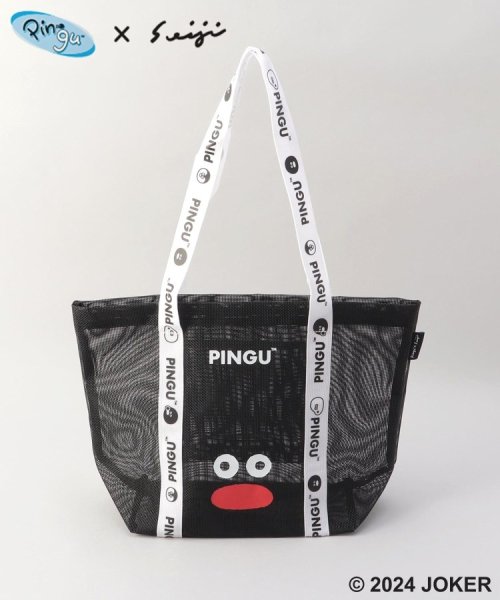 ロゴテープメッシュトートバッグ BK ＜PINGU ピングー＞