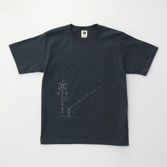 鉄道Tシャツ｜踏切 （ Slate Blue × Dark Gray ） 鉄道グッズ ギフト プレゼント