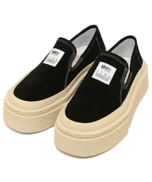 エムエムシックス メゾンマルジェラ スニーカー モカシン スリッポン ブラック レディース MM6 Maison Margiela S59WR0088 P524