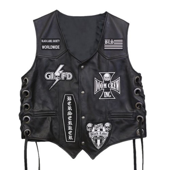 牛革ベスト（スカルデザイン）Cow Leather Vest with Skull Design