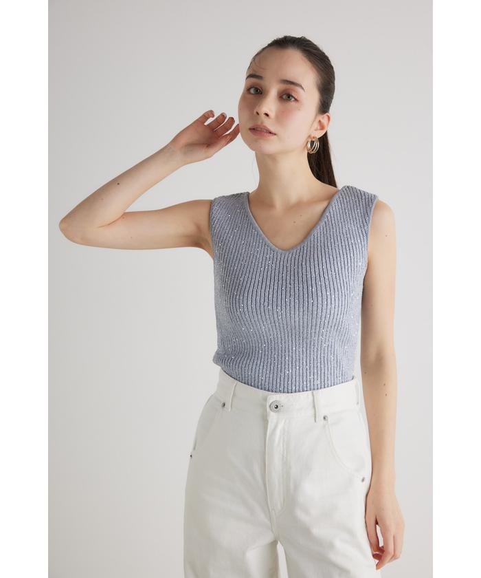 リエンダ/スパンコールVN Knit TOP