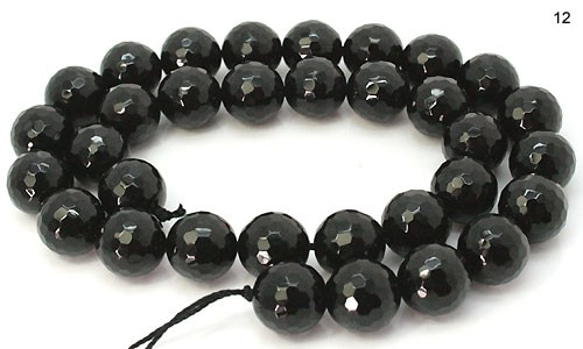 天然石 ビーズ ライン 卸売　オニキス　丸玉ミラーカット　12mm　 black-agate-mirror-12