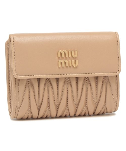 ミュウミュウ 三つ折り財布 マテラッセ ミニ財布 ベージュ レディース MIU MIU 5ML002 2FPP F0036 MATELASSE SABBIA ロ