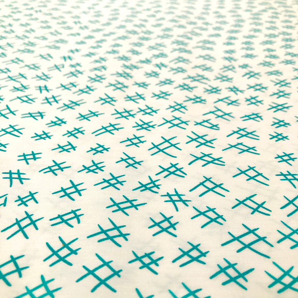 USAコットン　BENARTEX　ベナテックス　Hashtags Teal/white