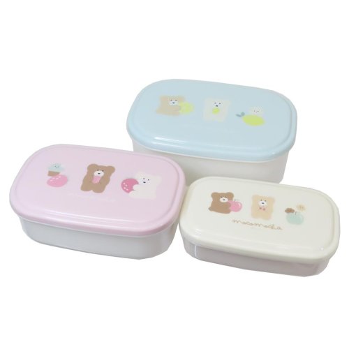 ほっこりモコモカ お弁当箱 抗菌3P入れ子ランチBOX 長方形 新入学 クーリア 480ml 300ml 180ml 新学期準備 ランチ雑貨 グッズ