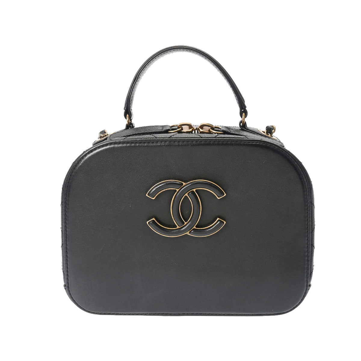 CHANEL シャネル 2WAY ハンドバッグ 黒 ゴールド金具 レディース カーフ ショルダーバッグ ABランク 中古 