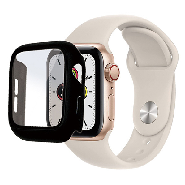 ラスタバナナ Apple Watch Series 6/5/4/SE(第2世代)/SE(40mm)用ガラス+PC一体型ケース ブラック GHB3744AW40