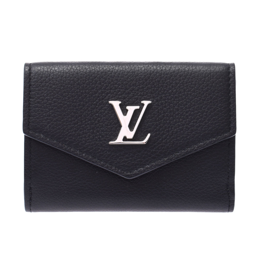 LOUIS VUITTON ルイヴィトン ポルトフォイユ ロックミニ 黒 M63921 レディース レザー 三つ折り財布 新同 中古 