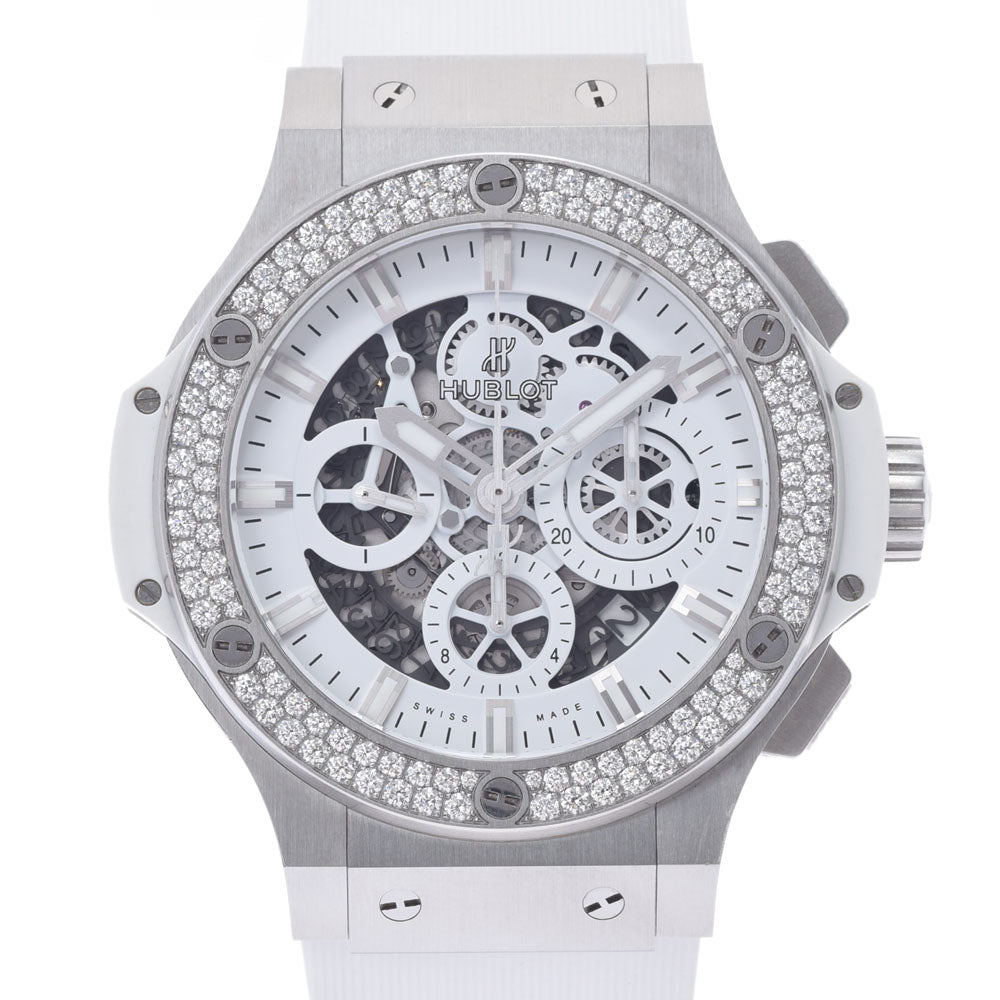 HUBLOT ウブロ ビッグバン アエロバン ベゼルダイヤ 311.SE.2010.RW.1104.JSM.12 メンズ SS/ラバー 腕時計 自動巻き 白/スケルトン文字盤 Aランク 中古 