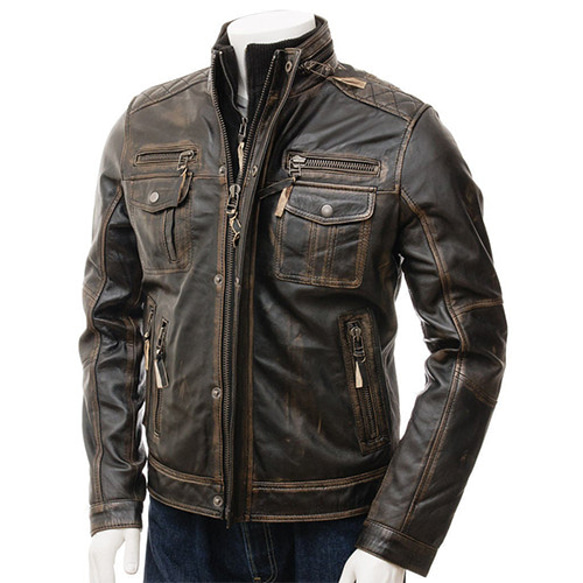 ヤギ革ユーズド加工ライダージャケット Goat Leather Distressed Rider Jacket