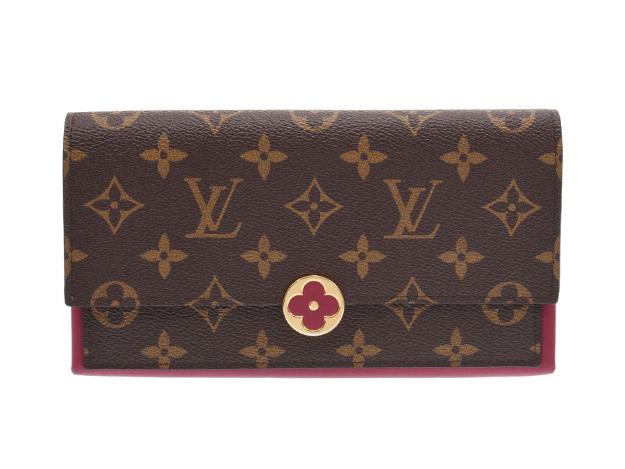 ルイヴィトン モノグラム ポルトフォイユ フロール フューシャ M64585 レディース 本革 長財布 Aランク LOUIS VUITTON 中古 