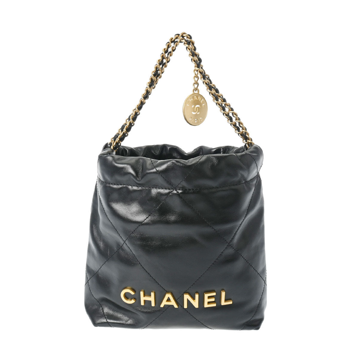 CHANEL シャネル シャネル22 スモールハンドバッグ 黒 ゴールド金具 AS3980 レディース シャイニーカーフ ハンドバッグ 未使用 