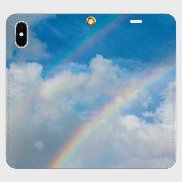 『Two rainbows』手帳型スマホケース ＊ 帯ベルトなしタイプ【全機種対応】