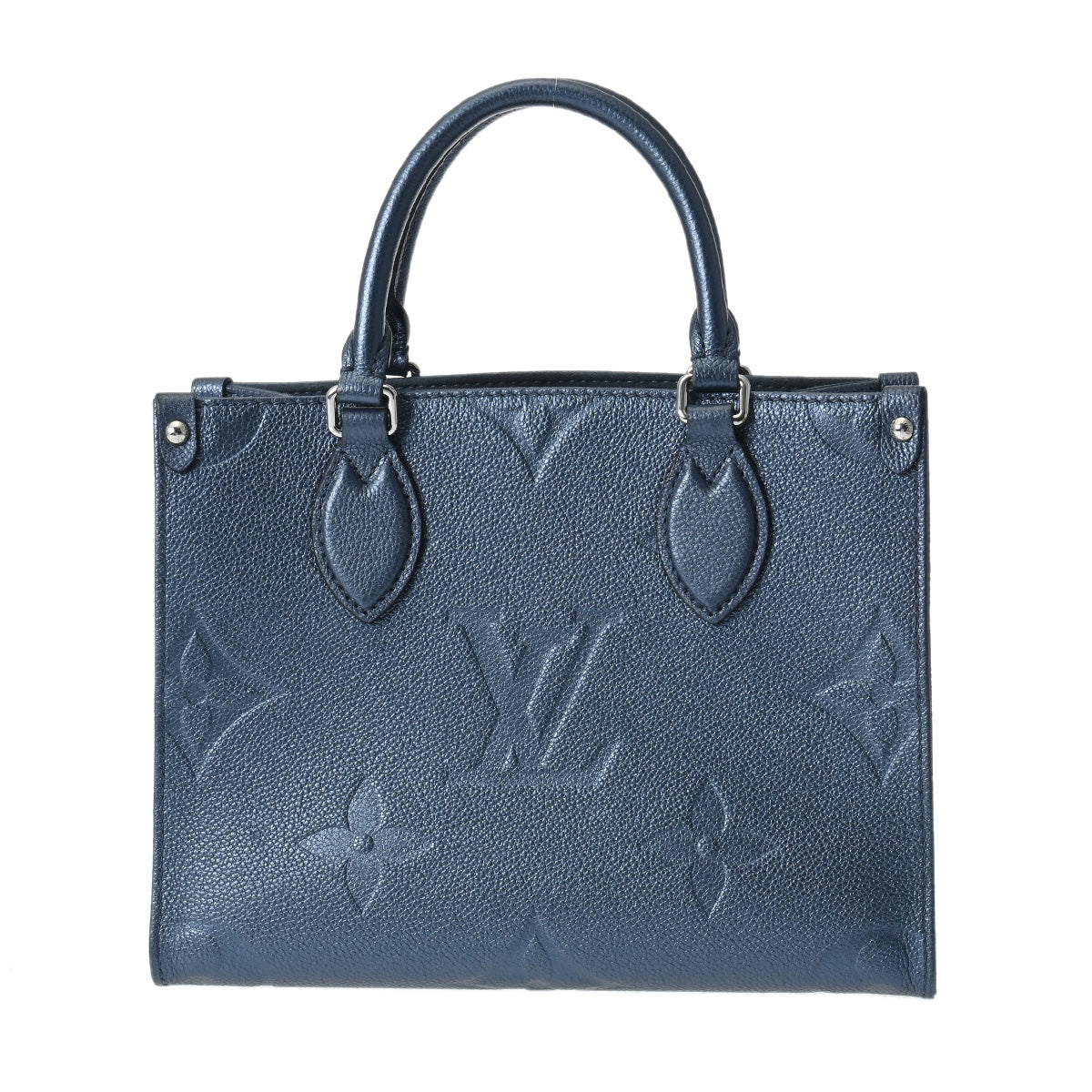 LOUIS VUITTON ルイヴィトン モノグラムアンプラント オンザゴー PM 2WAY フライトモード ネイビーブルー M58956 レディース レザー ハンドバッグ Aランク 中古 