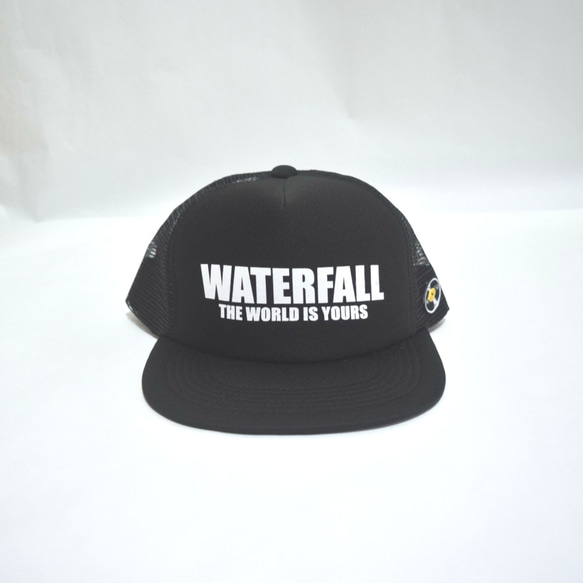 ロゴメッシュキャップ（レコードワッペン）　ブラック　F　ユニセックス　夏　WATERFALL　2021SS 復刻商品