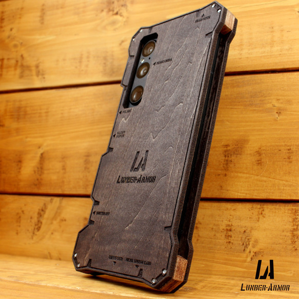 Xperia 1 V ケース 木製 耐衝撃 ウッド wood case 木 本革 LUNBER ARMOR