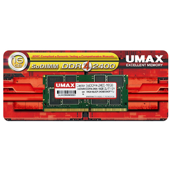 UMAX ノートパソコン用メモリー(16GB) SO-DIMM DDR4 2400 16GB JEDEC UM-SODDR4S-2400-16G