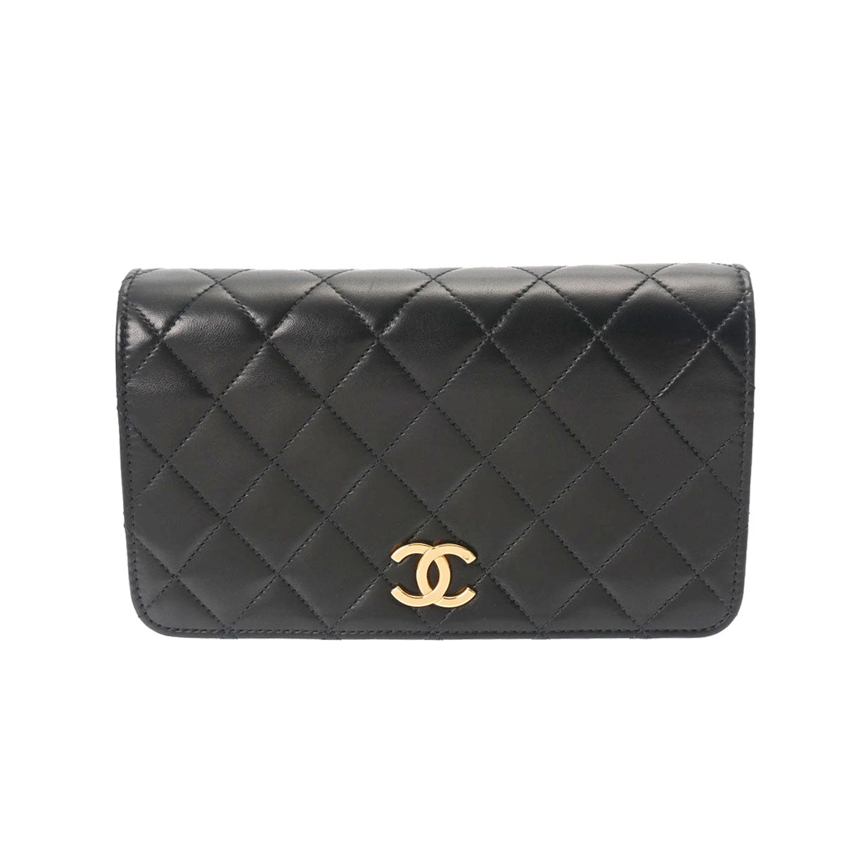 CHANEL シャネル マトラッセ チェーンショルダー 19cm 黒 ゴールド金具 レディース ラムスキン ショルダーバッグ ABランク 中古 