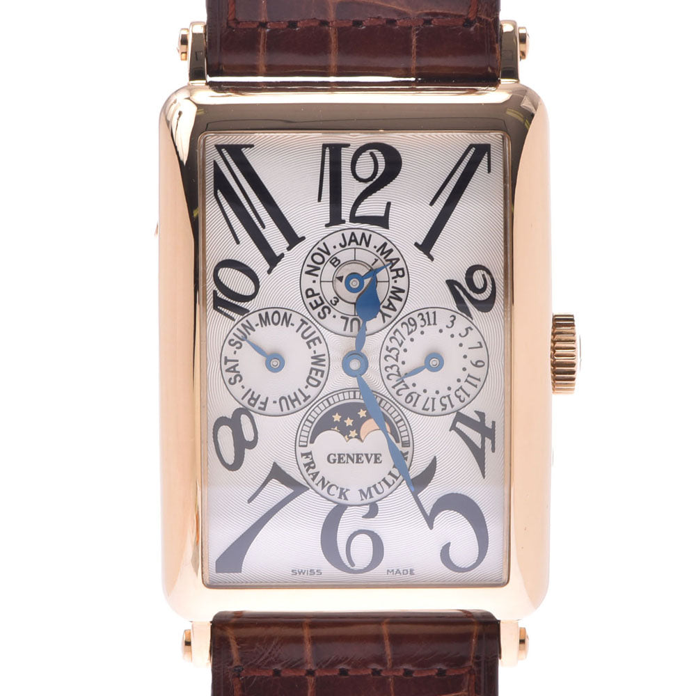 FRANCK MULLER フランクミュラー ロングアイランド パーペチュアルカレンダー 1200QP メンズ YG/革 腕時計 自動巻き シルバー文字盤 Aランク 中古 