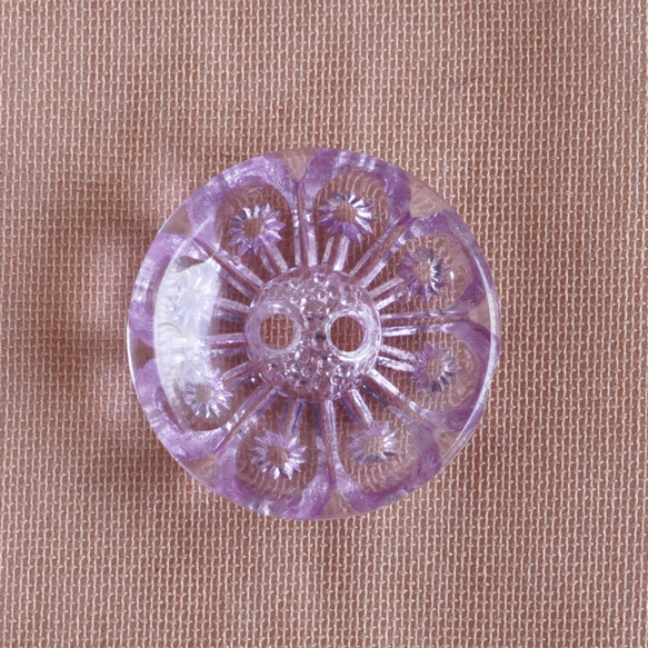 (2個) 15mm ヴィンテージボタン 花火 パープル 透明