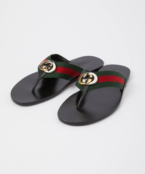 グッチ GUCCI 630307 H9020 サンダル メンズ シューズ トングサンダル ウェブ付き レザー クラシカル フラット ストライプ ストラップ プレ