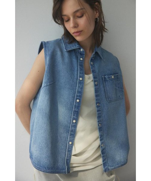 no sleeve denim shirt