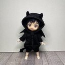 悪魔ちゃんつなぎ 長袖 黒 尻尾、羽付き