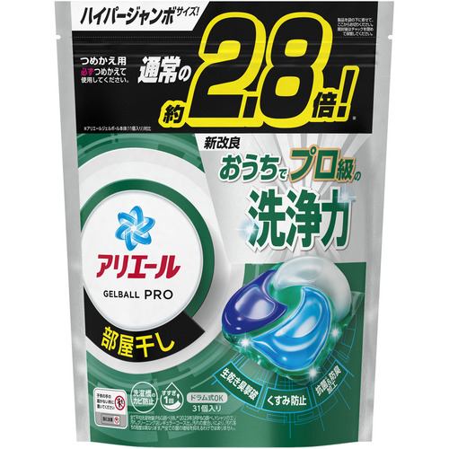 P&Gジャパン アリエールジェルボールプロ 部屋干し用 つめかえ用 ハイパージャンボサイズ ３１個