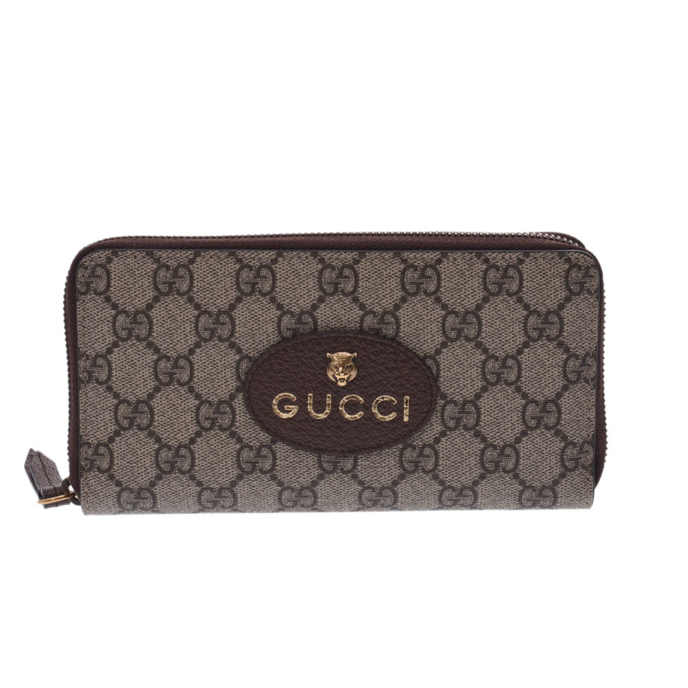 GUCCI グッチ ネオヴィンテージ グレージュ系/黄 473953 ユニセックス GGスプリームキャンバス 長財布 新同 中古 