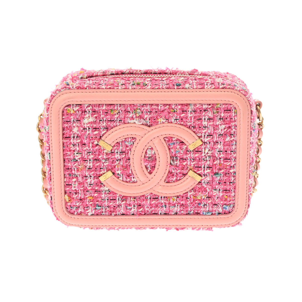 CHANEL シャネル CCフィグリー ミニチェーンショルダー ピンク ゴールド金具 A84452 レディース ツイード ショルダーバッグ Aランク 中古 