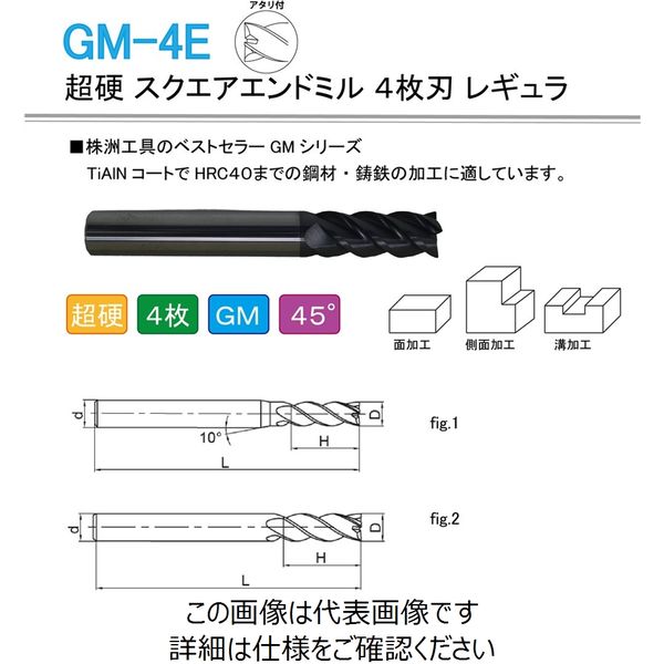 株洲ダイヤモンド切削工具 超硬 スクエアエンドミル 4枚刃 レギュラ GM-4E-D16.0 1本（直送品）