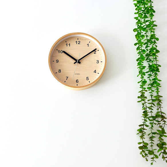 KATOMOKU plywood clock ナチュラル km-34M 掛け時計 木製 静か