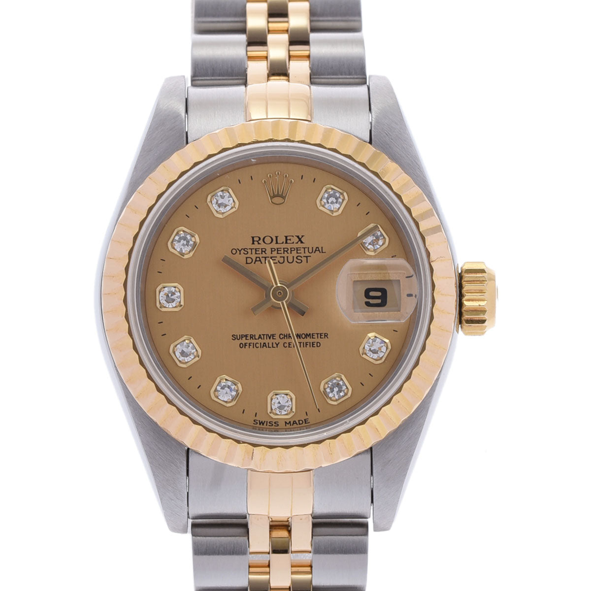 ROLEX ロレックス デイトジャスト 10Pダイヤ 69173G レディース YG/SS 腕時計 自動巻き シャンパン文字盤 Aランク 中古 