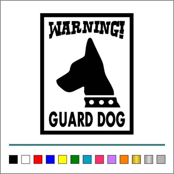 番犬【 WARNINGA GUARD DOG 】012 ステッカー 左向き【カラー選択可】 送料無料♪