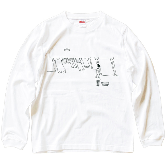 長袖 Tシャツ 『洗濯物とUFO』 男女兼用 ロンT