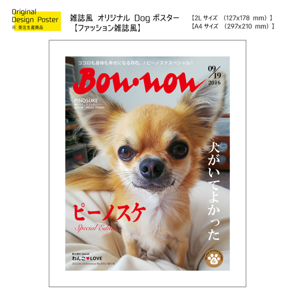 うちのDog　オーダーメイドポスター（ファッション雑誌風）  業務用印刷機/高画質仕上がり　メール便対応 /犬